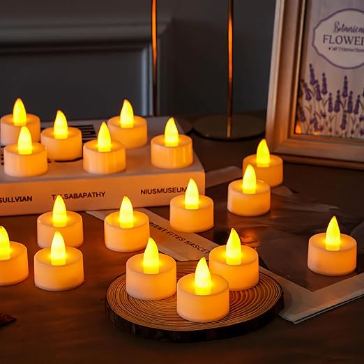 PRESSENCE -  Plastic LED Tealight Candles (Pack of 12), Battery Operated Flameless & Smokeless Decorative Lights for Diwali, Pooja, Christmas, Home & Party Decoration, Warm Yellow Glow