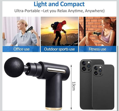 PRESSENCE - Massage Gun for Body Pain Relief, 4 Interchangeable Heads, Black