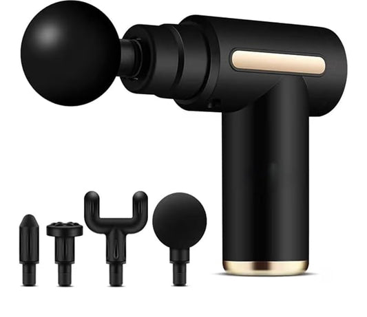 PRESSENCE - Massage Gun for Body Pain Relief, 4 Interchangeable Heads, Black