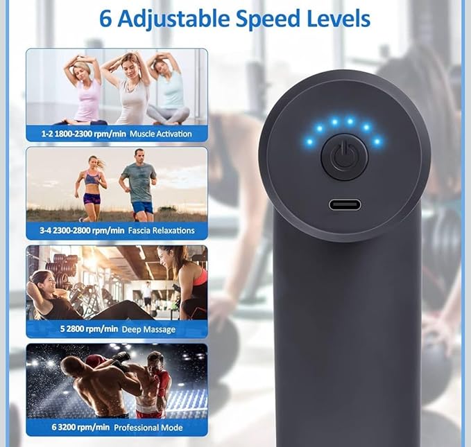 PRESSENCE - Massage Gun for Body Pain Relief, 4 Interchangeable Heads, Black