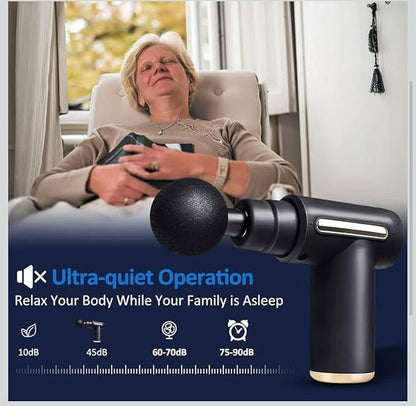 PRESSENCE - Massage Gun for Body Pain Relief, 4 Interchangeable Heads, Black