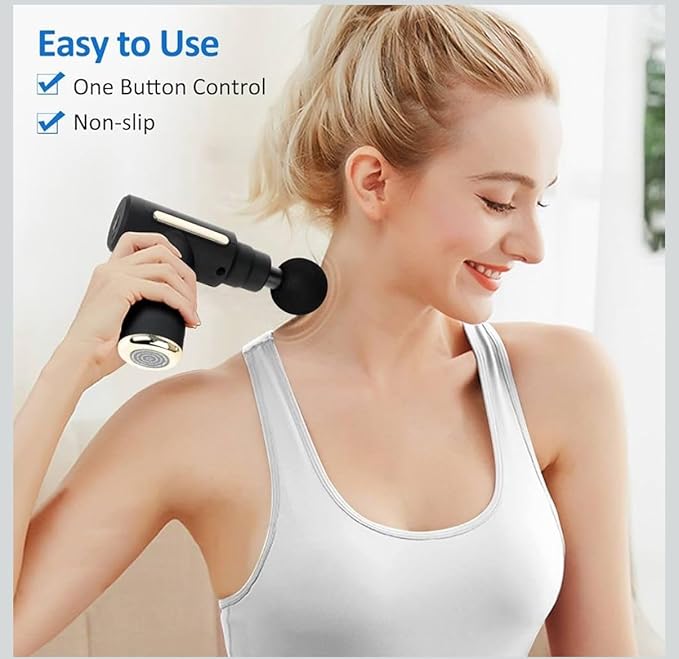 PRESSENCE - Massage Gun for Body Pain Relief, 4 Interchangeable Heads, Black