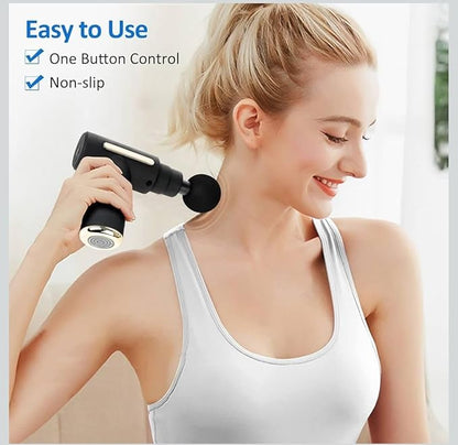 PRESSENCE - Massage Gun for Body Pain Relief, 4 Interchangeable Heads, Black